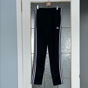 Adidas Kids Black Joggers with White Stripes